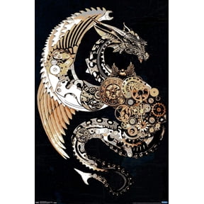 Steampunk Dragon Wall Poster, 14.725" x 22.375"
