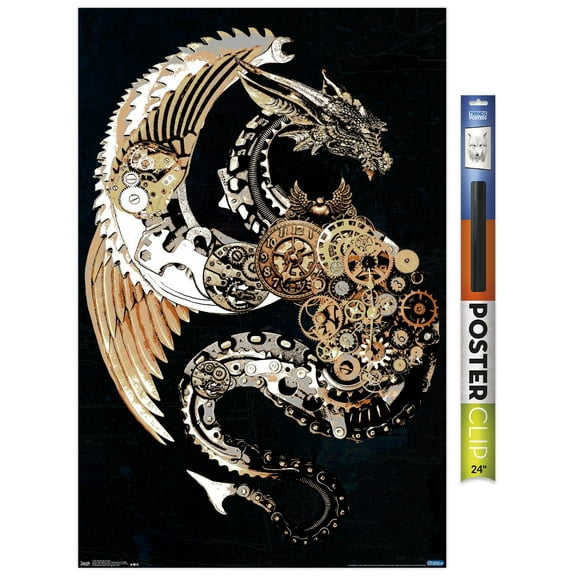 Steampunk Dragon Wall Poster, 22.375" x 34"