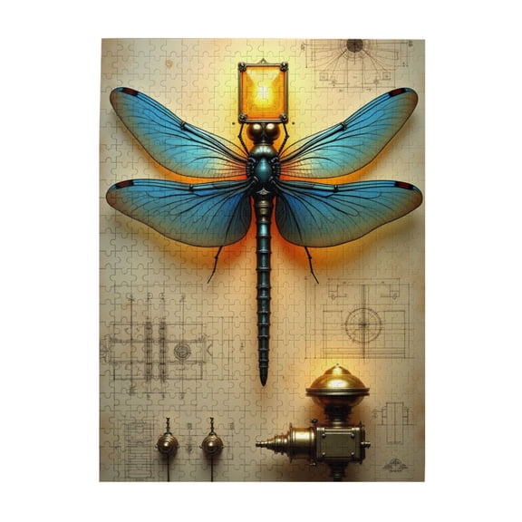 Steampunk Dragonfly 500 Piece Adult Jigsaw Puzzle – Challenging & Intricate Artwork For Puzzle Enthusiasts Unique Home Decor Great Gift Idea