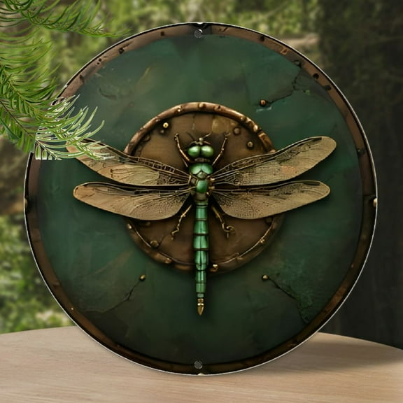 Steampunk Dragonfly Metal Wall Art - Vintage Bronze & Dark Green, Intricate Detailing, Perfect for Bars, Cafes, Beach Houses & Backyards, 7.8x7.8 inches, Perfect for Room Decor