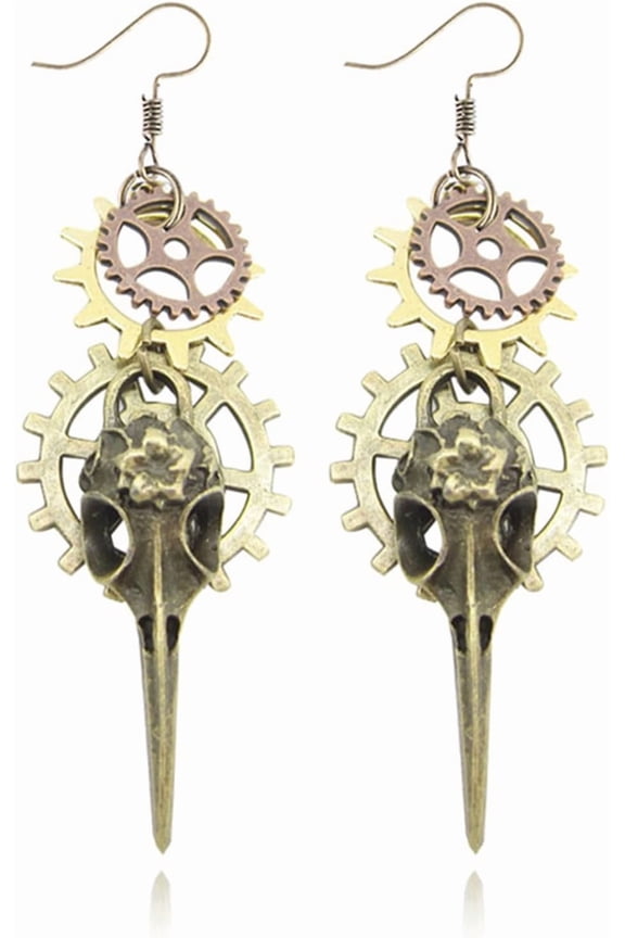 Steampunk Drop Earrings Gear Dangle Earrings for Women Handmade Retro Clock Gear Earrings Punk Bronze Earrings Vintage Butterfly Exaggerated Drop Dangle Earring Halloween Goth Earrings