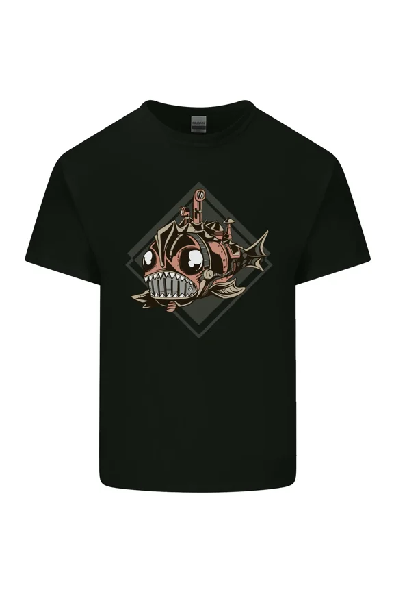 Steampunk Fish Gears Cogs Victorian Sci-Fi Goth Art Unisex T-Shirt Y2685, Up to Size 5XL