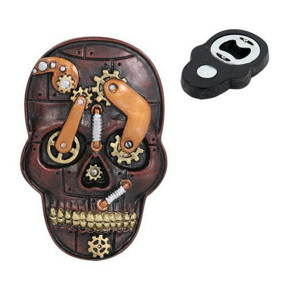 Steampunk Gearwork Clockwork Skull Magnetic Bottle Opener Refrigerator Gadget