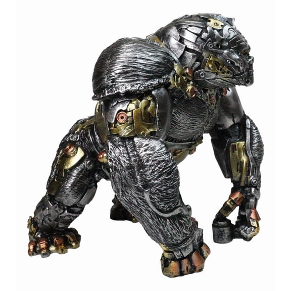 Steampunk Gearwork Cyborg Metallic Primate Silverback Gorilla Kong Figurine