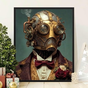 Steampunk Gentleman Robot Print Victorian Clockwork Android Art Dapper Droid Wall Decor