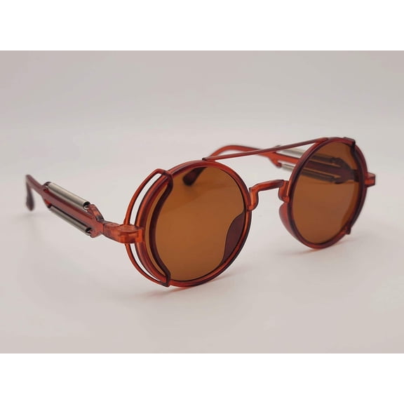 Steampunk Goggles Glasses Round Sunglasses Emo Retro Vintage Brown