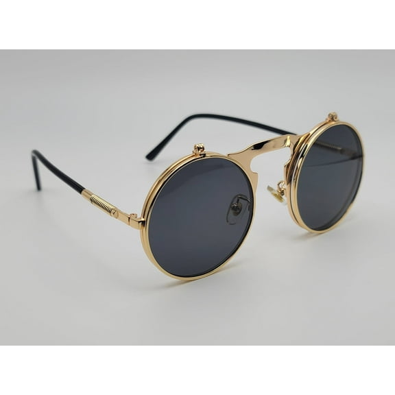 Steampunk Goggles Glasses Round Sunglasses Emo Retro Vintage Flip Up