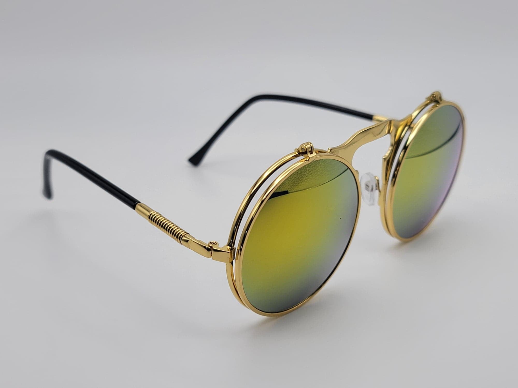 Steampunk Goggles Glasses Round Sunglasses Emo Retro Vintage Flip