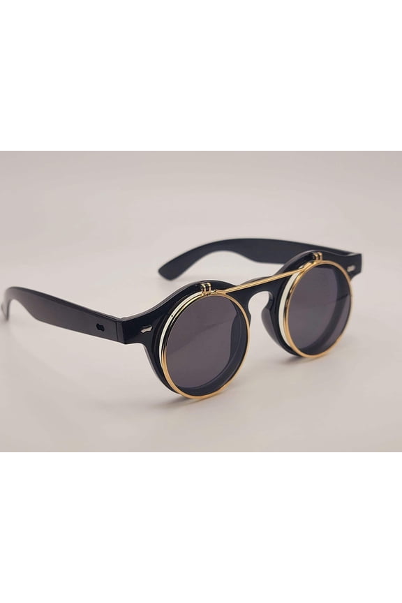 Steampunk Goggles Glasses Round Sunglasses Emo Retro Vintage Golden Black