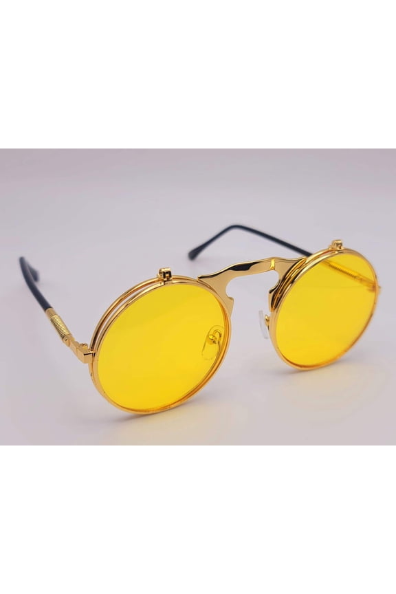 Steampunk Goggles Glasses Round Sunglasses Emo Retro Vintage Yellow