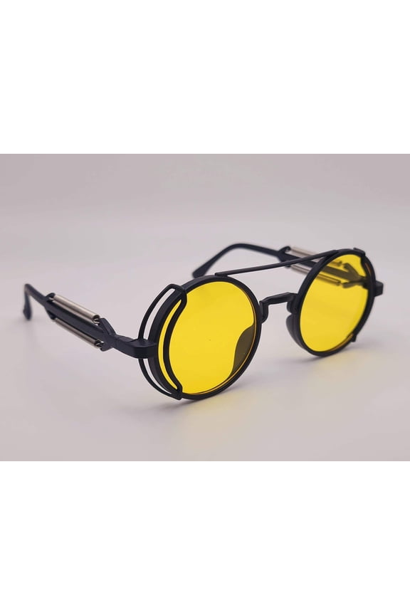 Steampunk Goggles Glasses Round Sunglasses Emo Retro Vintage Yellow