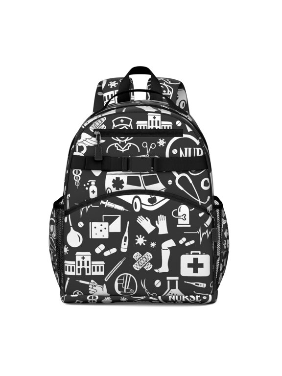 Students Backpack with Ethereal Lunar Eclipse and Celestial Star Print, Dark Mystical Astral Design, Adjustable Straps and Padded Shoulders