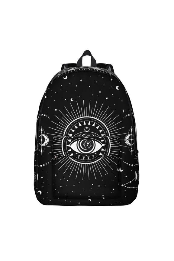 Steampunk Gothic Backpack, Waterproof School Bag with Cosmic Solar Sunburst and Astronomical Elements Design
