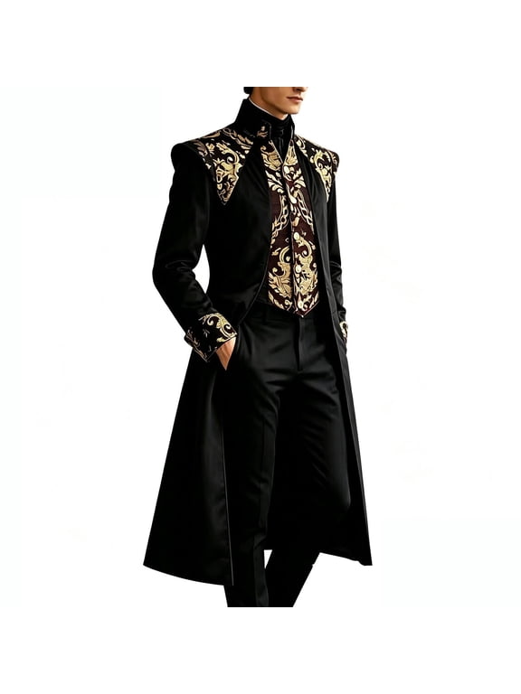 Steampunk Gothic Men's Tailcoat Jacket Long Sleeve Medieval Dress Coat