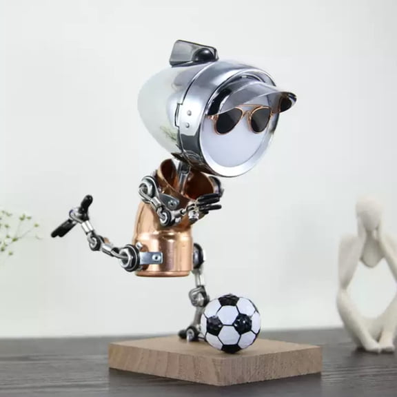 Steampunk Handcrafted 6D Metal Robot Night Light, Dimmable LED Desk Lamp, Articulated Stainless Steel Industrial Art Decor, Creative Mechanical Display Piece & Unique Gifts for Men