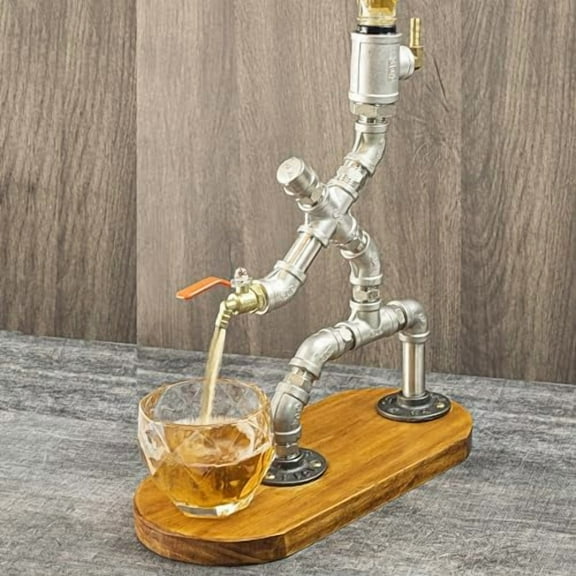 Steampunk Handcrafted Liquor Dispenser - Pipe Alcohol Whisky Wine dispenser, Industrial Whiskey Holder, Rustic Style, Man Cave, Decanter Whiskey Gift, Bar Restaurant Cafe - Gifts for Men