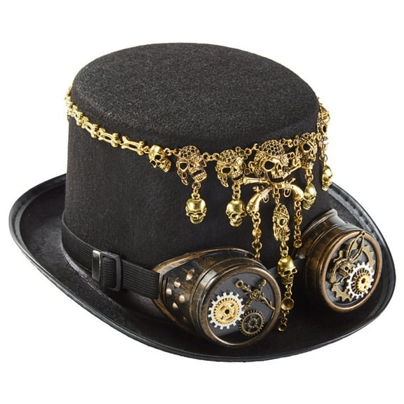 Steampunk Hat Victorian Jazz Hat Gothic Gear Chain Top Hat for Fancy Dress