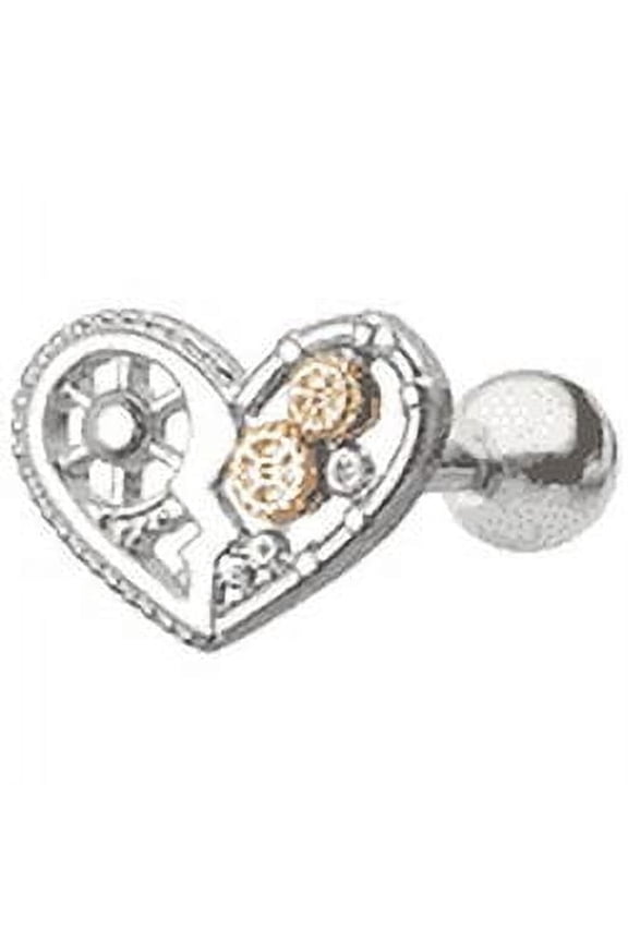 Steampunk Heart Tragus Rook Daith Barbell Sixteen Gauge