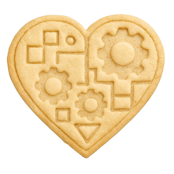 Mighty Gadget Steampunk Heart with Gears Cookie Cutter & Stamp - 4x3.7" Intricate Design for Creative Baking (Random Color)