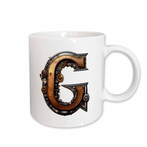 3drose, Steampunk Image of Metal Monogram Initial G, 11oz Mug