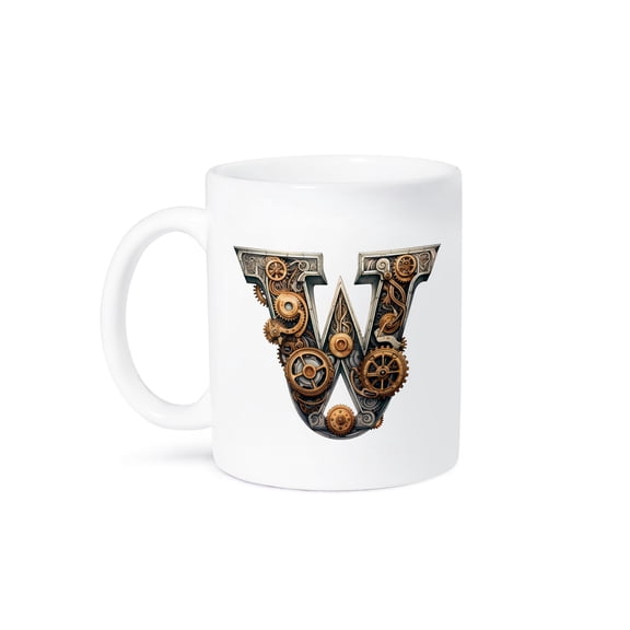 3drose, Steampunk Image of Metal Monogram Initial W, 11oz Mug