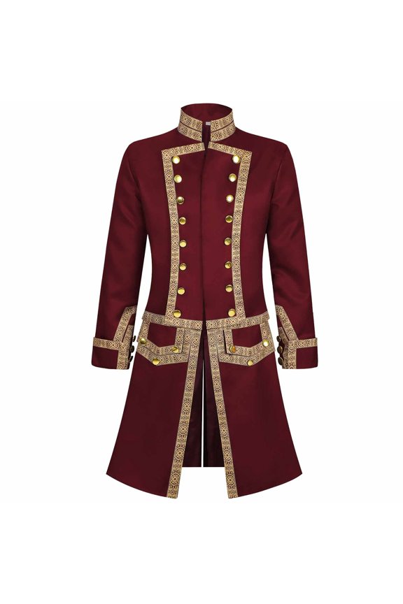 Steampunk Jacket Men Renaissance Tailcoat Medieval Costume Halloween Costumes for Mens Red S