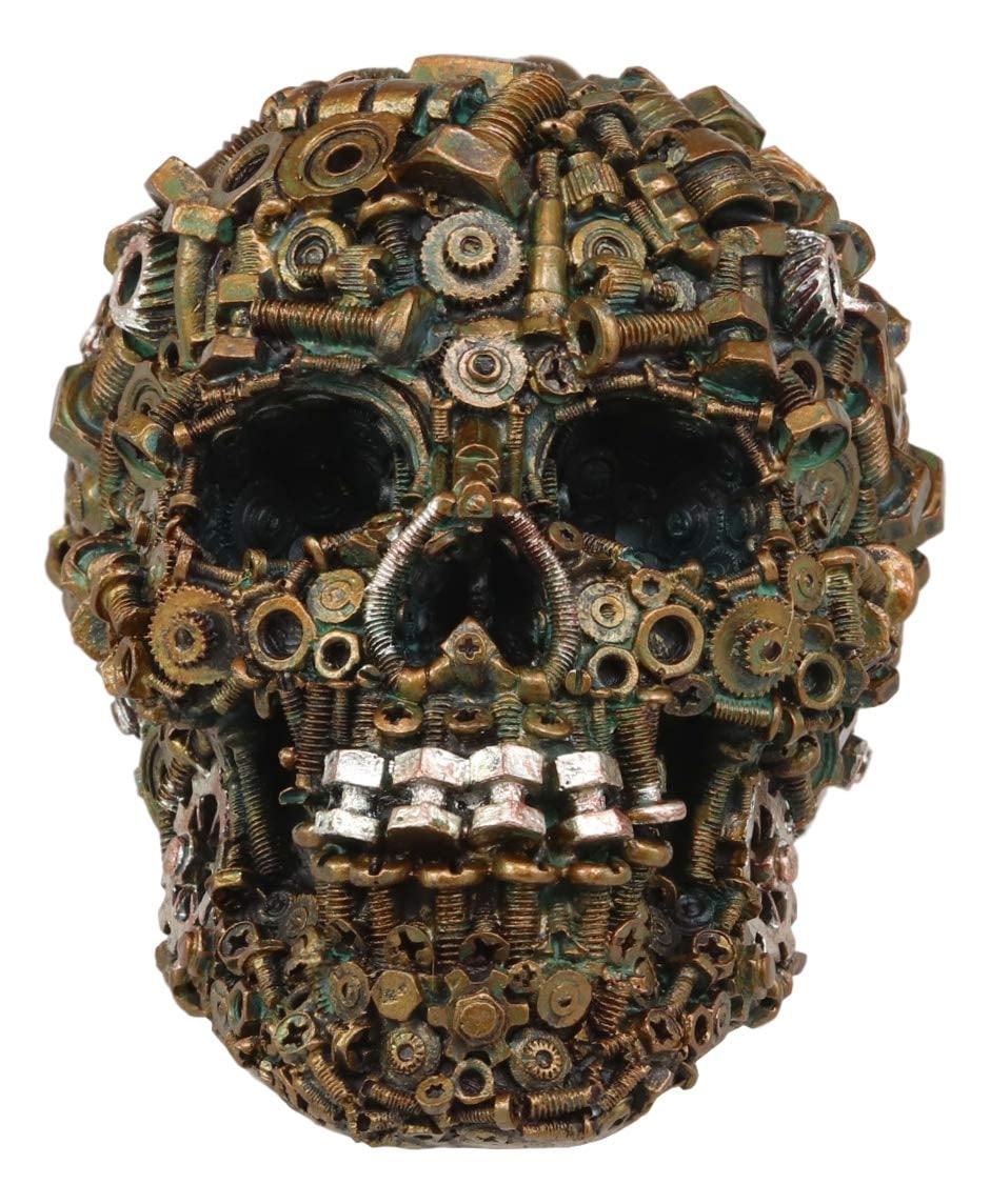 Steampunk Junkyard Gearwork Mechanic Gears Nuts Bolts And Screws Skull Statue