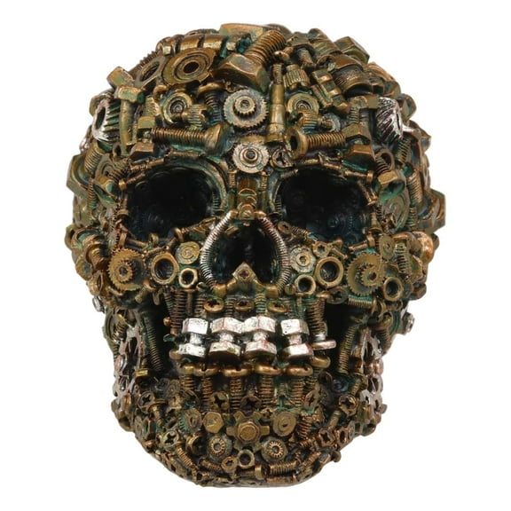 Steampunk Junkyard Gearwork Mechanic Gears Nuts Bolts And Screws Skull Statue
