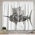 thumbnail image 1 of Steampunk Kitchen Curtains, Mechanical Animal Photo of Steampunk Style Sailfish Designed with Wheels, Two Panels Drapes with Rod Pocket Room Decor, 55" X 45", Grey and White, by Ambesonne, 1 of 3