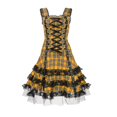 thumbnail image 1 of Steampunk Lace-Up Plaid Dress for Women Medieval Renaissance Corset Mini Dress Sleeveless Lace Trim Gothic Costumes, M, 1 of 2