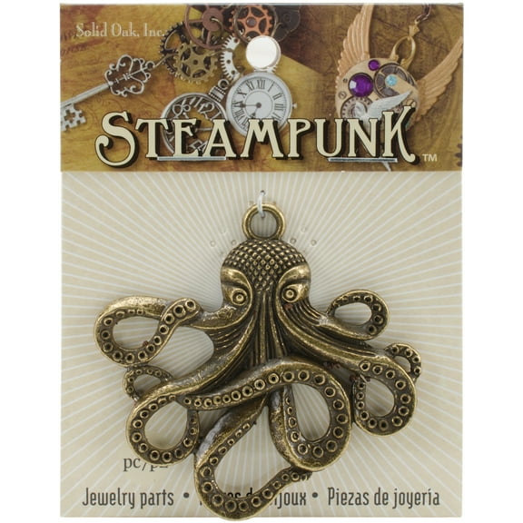 Steampunk Large Antique Gold Octopus Jewelry Pendant