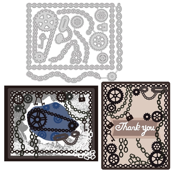 Steampunk Lron Chain Embossing Template Gear Carbon Steel Vintage Chain Die Cuts for Scrapbooking Card DIY Craft Decoration