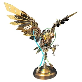 Steampunk Mechanical Eagle Metal Model Kit, LED Lighted Industrial Bird Sculpture, 650+ PCS 3D DIY Assembly Collectible for Adults Enthusiasts