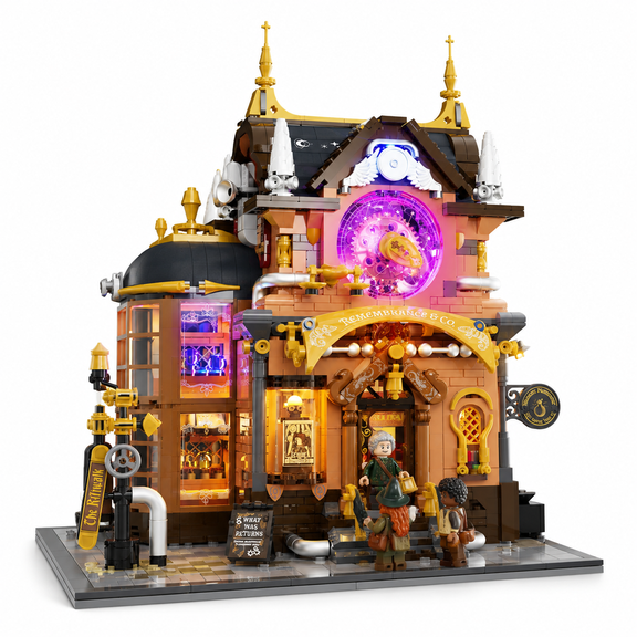 Steampunk Memory Magic Shop Lighting Modular Building Brick Set, 2056 Pieces