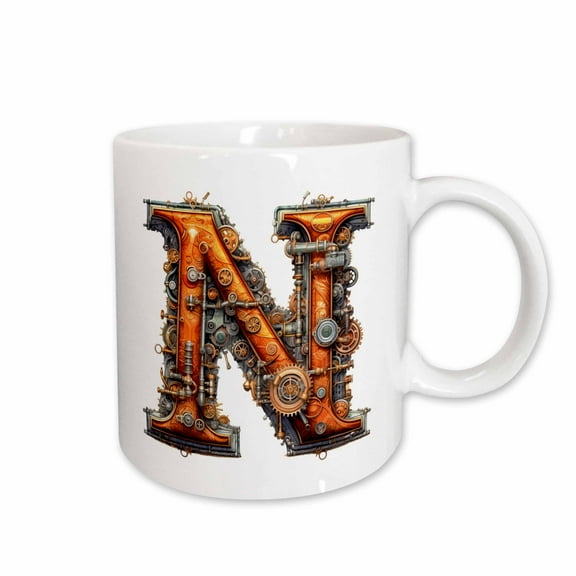 3drose, Steampunk Monogram Initial N, 11oz Mug