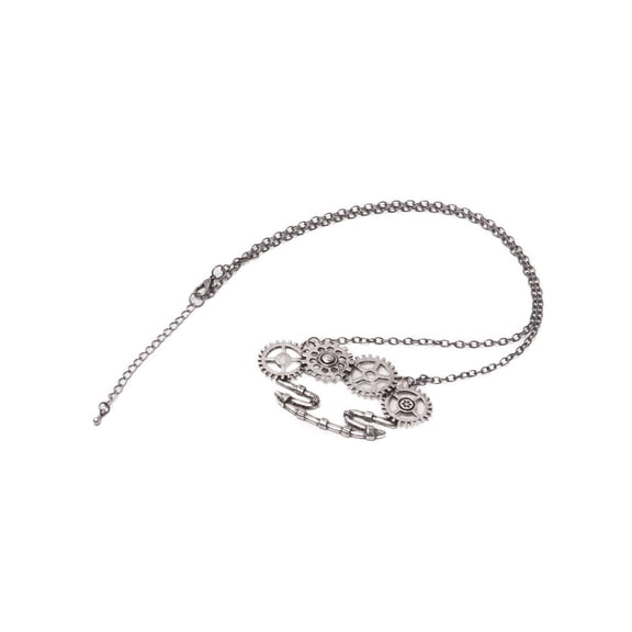 Steampunk Necklace - Connected Gears - Silver
