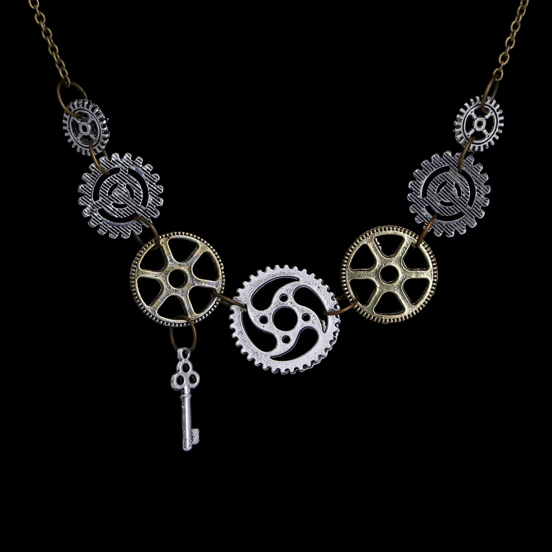 Steampunk Gear Pendant Necklace For Women Men, Personalized Vintage...