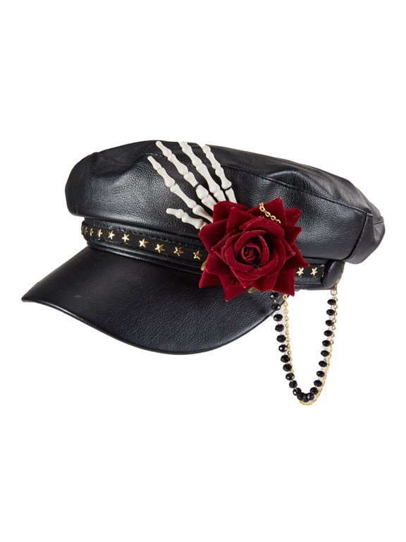 Steampunk Newsboy Cap Punk Peaked Cap Leather For Women Men Vintage Newsboy Hat Halloween Gothic Carnival Nightclub
