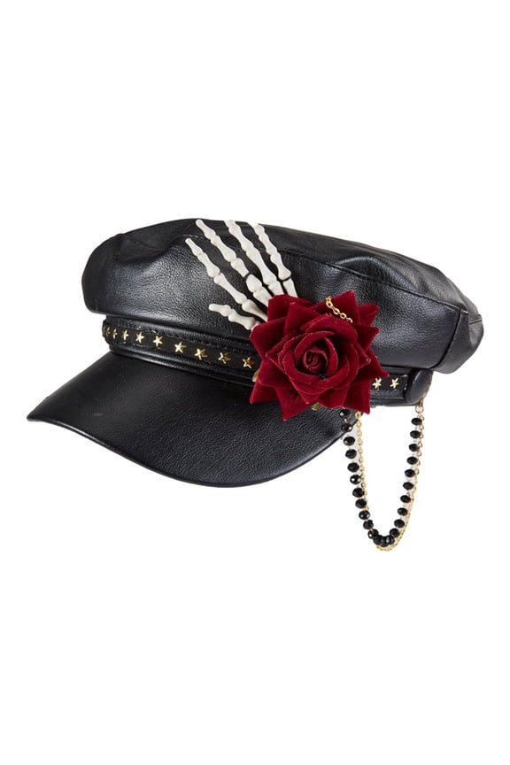 Steampunk Newsboy Cap Punk Peaked Cap Leather For Women Men Vintage Newsboy Hat Halloween Gothic Carnival Nightclub