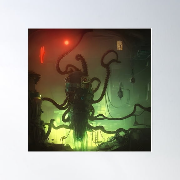 Steampunk Octopus Poster Wall Art, Modern Wall Decor For Living Room Bedroom, 17x17 UNFRAMED