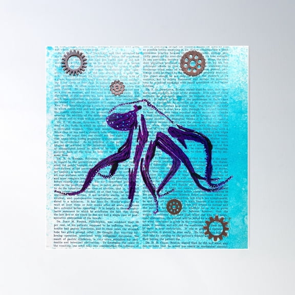 Steampunk Octopus Poster Wall Art, Modern Wall Decor For Living Room Bedroom, 30x30 UNFRAMED
