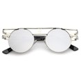 thumbnail image 1 of Steampunk Open Metal Frame Brow bar Flat Lens Round Glasses 47mm (Silver / Silver Mirror), 1 of 4