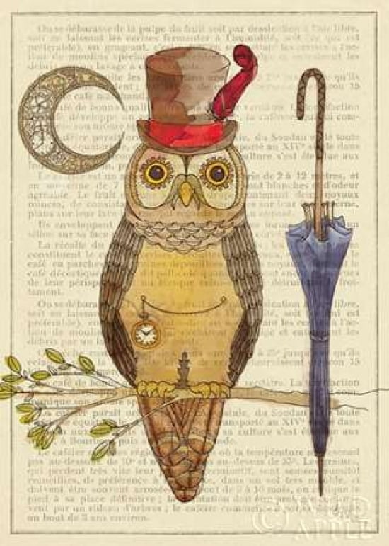 Steampunk Owl I Canvas Art - Elyse DeNeige (20 x 28)