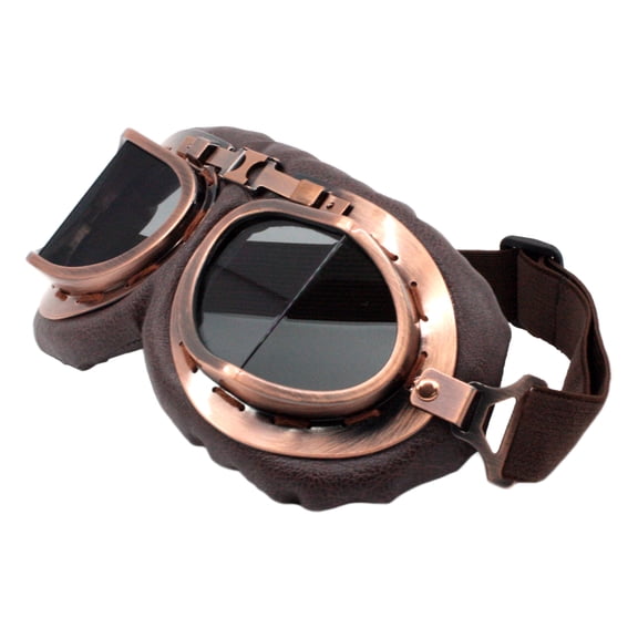 Steampunk Padded Motorcycle Goggles Adjustable Strap Costume Brown, Black