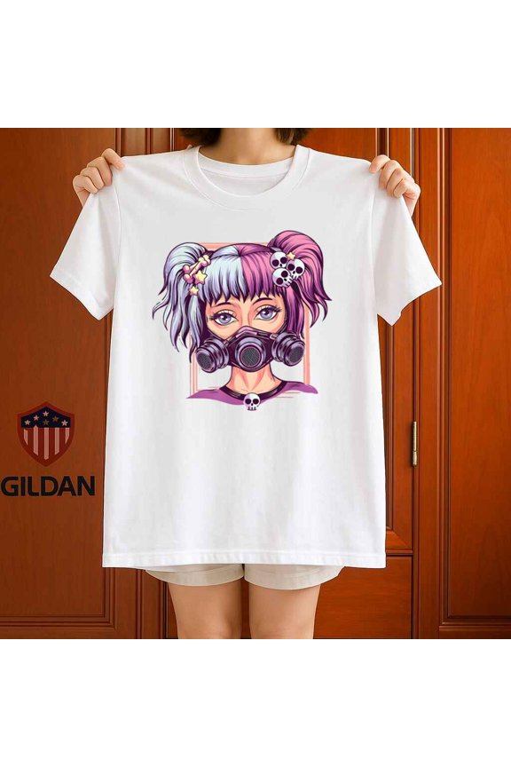 Steampunk Pastel Goth Girl Creepy Anime Cyber Punk Fun Unisex T-Shirt up to 5XL