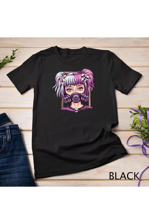 Steampunk Pastel Goth Girl Creepy Anime Cyber Punk Nu Unisex T-Shirt up to size 5XL