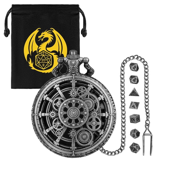 Steampunk Punk Gear Dice Set - Antique Metal Finish With Intricate Gear Details, Premium Zinc Alloy DND Dice For Tabletop RPG & Board Games, Collectible Punk-Themed Gaming Accessory