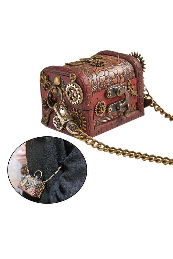 Steampunk Purse Shoulder Bag with Chain Pouch Waist Bag Satchel Handbag Gothic Wallet Small Ladies
