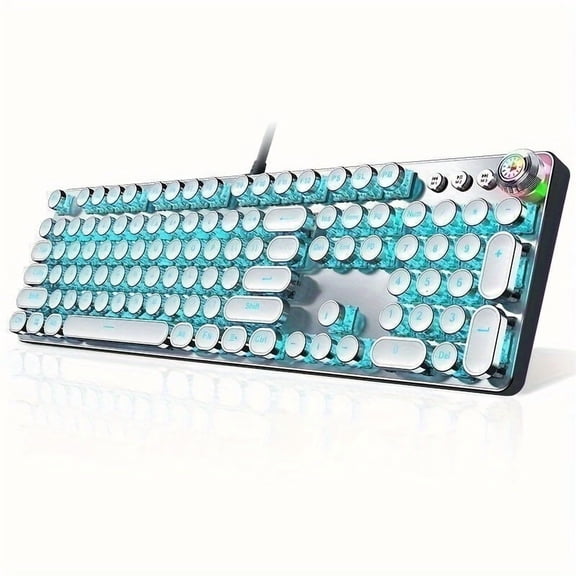Steampunk Real Mechanical Keyboard Old-Fashioned Typewriter Blue Switch Desktop Computer Gaming Esports Office Laptop Universal Windows USB Wired