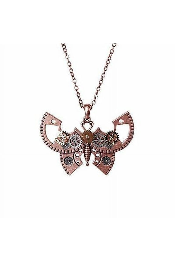 Steampunk Retro Gear Works Butterfly Unisex Lead Free Alloy Necklace